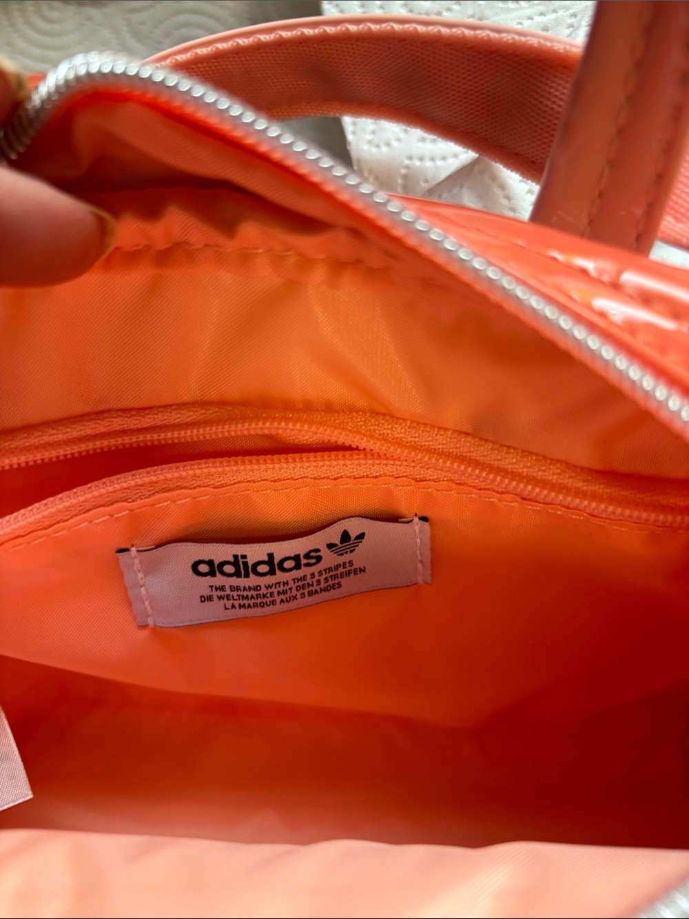 adidas Coral and Light Pink Patent Mini Satchel Bag - Picture 5 of 11